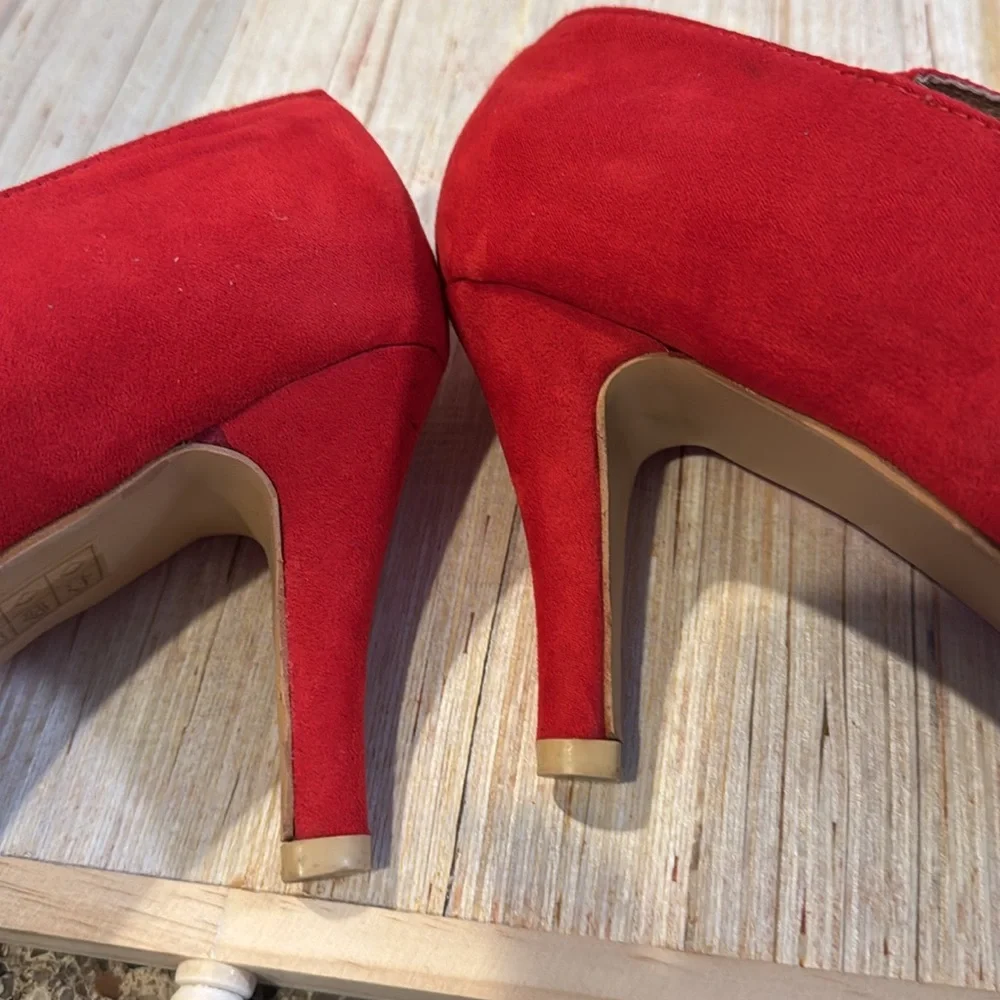 Suede Red Mary Jane Heels - Picture 9 of 15